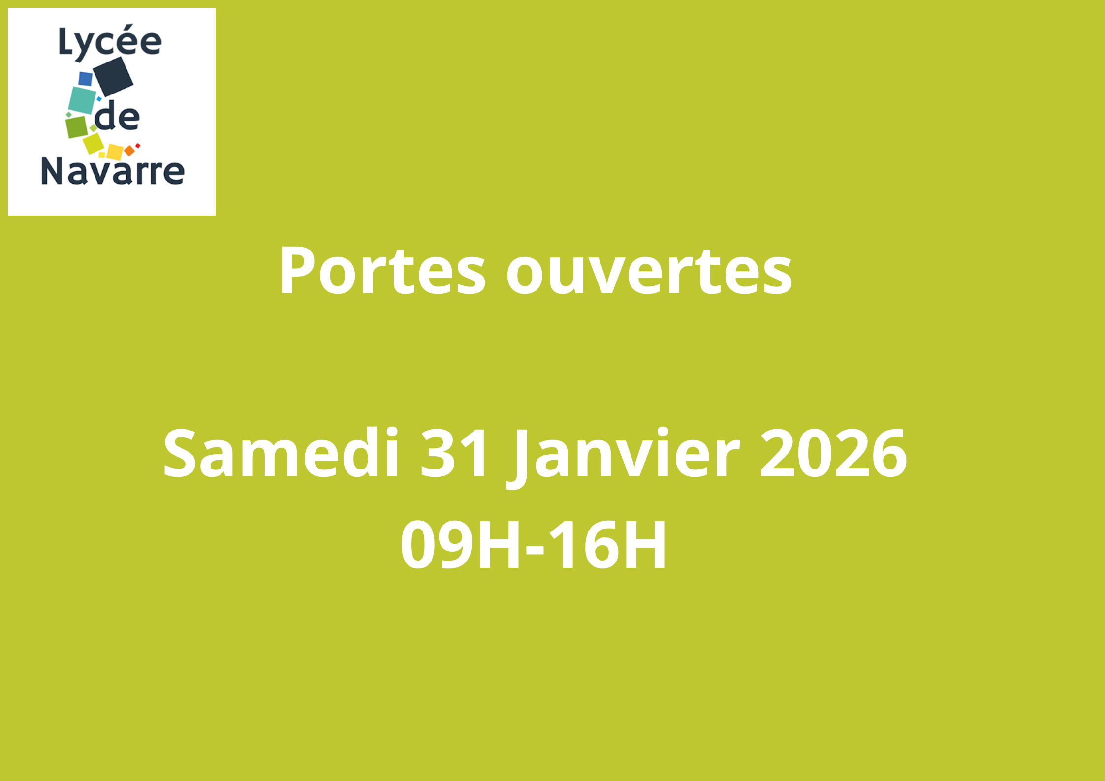 Portes ouvertes samedi 31 janvier 2026